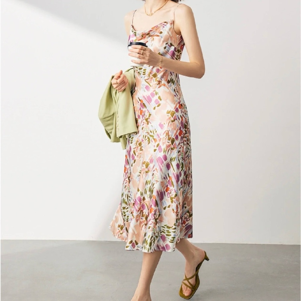 Floral Slip Dress in Pink and Green
